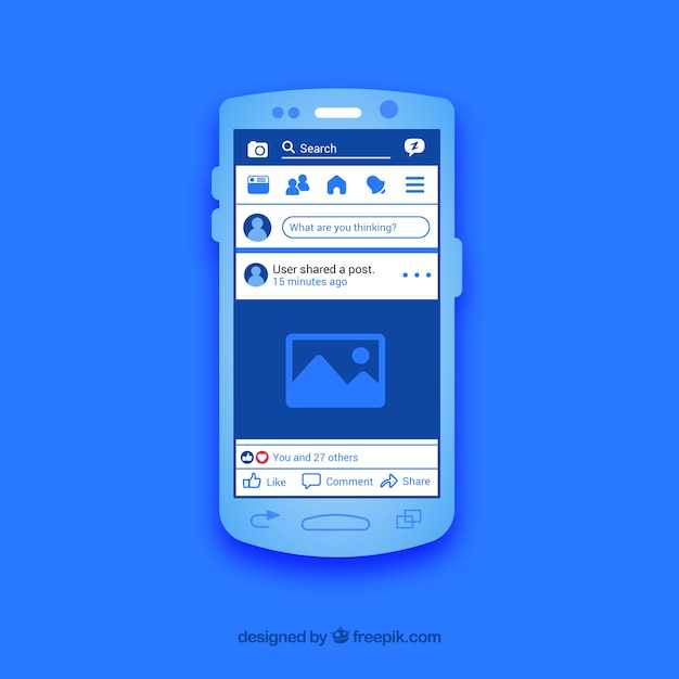 Facebook mobile post with flat design