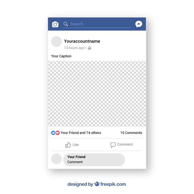 Facebook mobile post with flat design