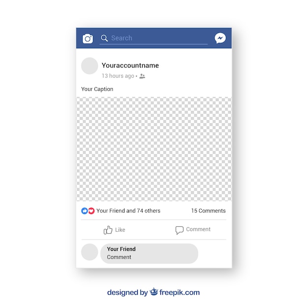 Facebook mobile post with flat design