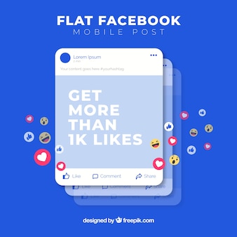 Facebook mobile post with flat design