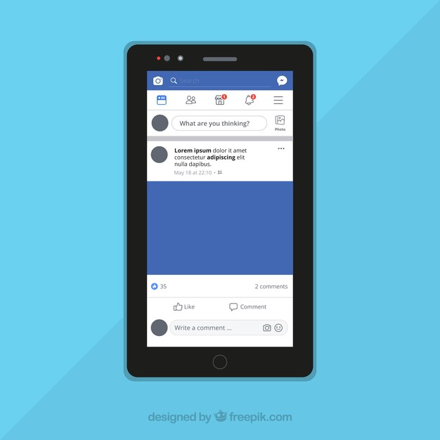 Facebook mobile post with flat design