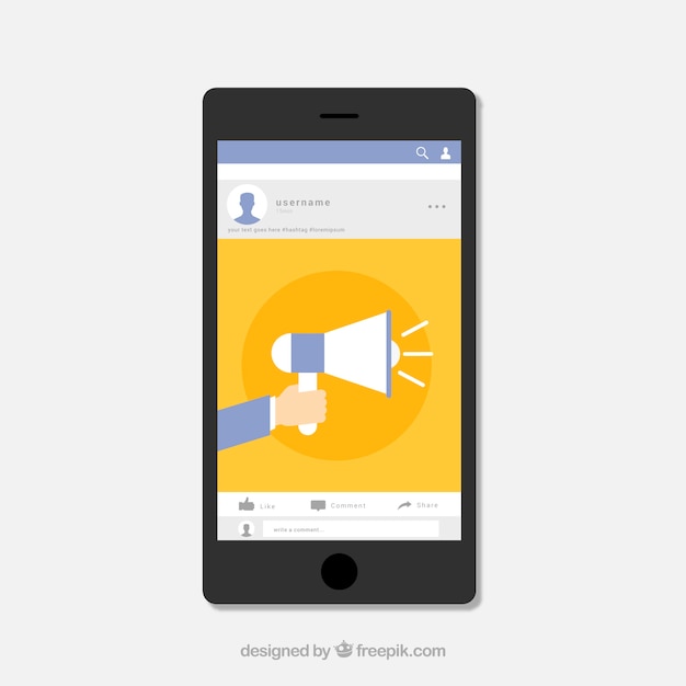 Facebook mobile post with flat design