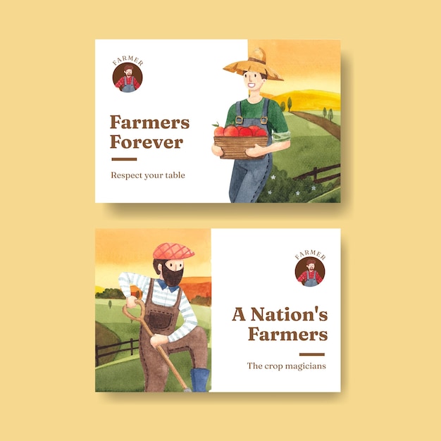 Facebook template with national farmers day concept,watercolor style