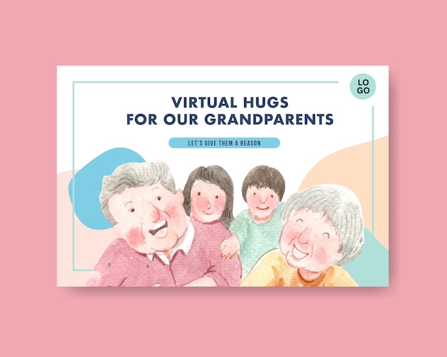 ソーシャルメディアの祖父母の日コンセプトデザインのfacebookテンプレート