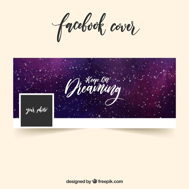 Facebook watercolor cover with stars and cute message