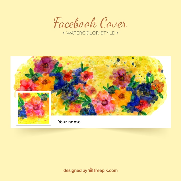 Free Vector facebook watercolor floral cover