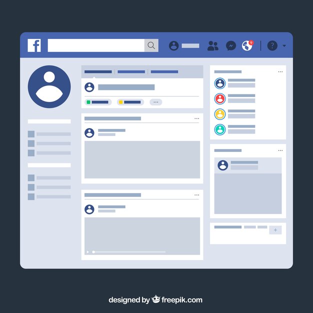 Premium Vector Facebook Web Interface With Minimalist Design