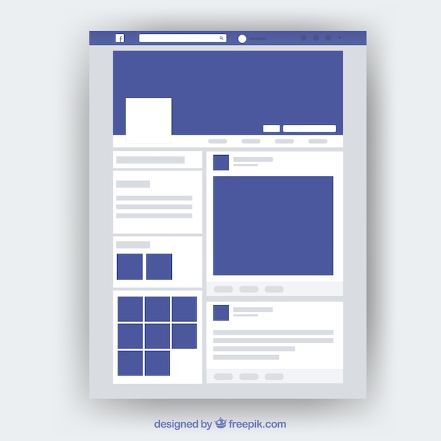 Interfaccia web di facebook con design minimalista