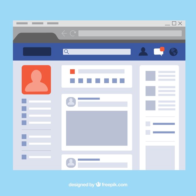 Facebook web interface with minimalist design