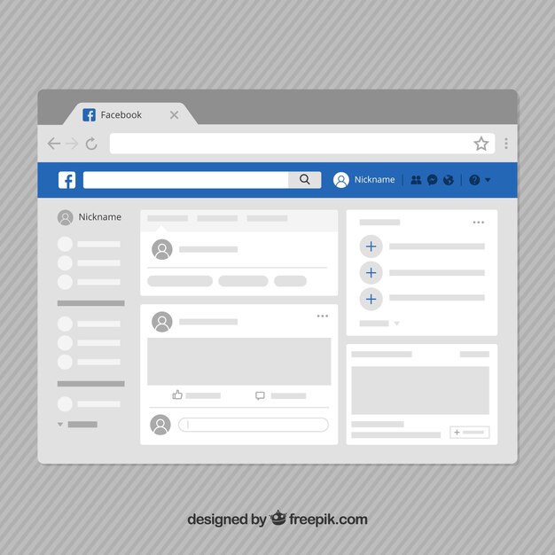 미니멀리스트 디자인의 Facebook 웹 인터페이스