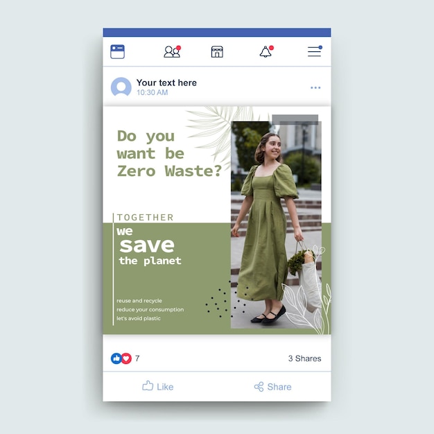 Facebook modello di post a rifiuti zero