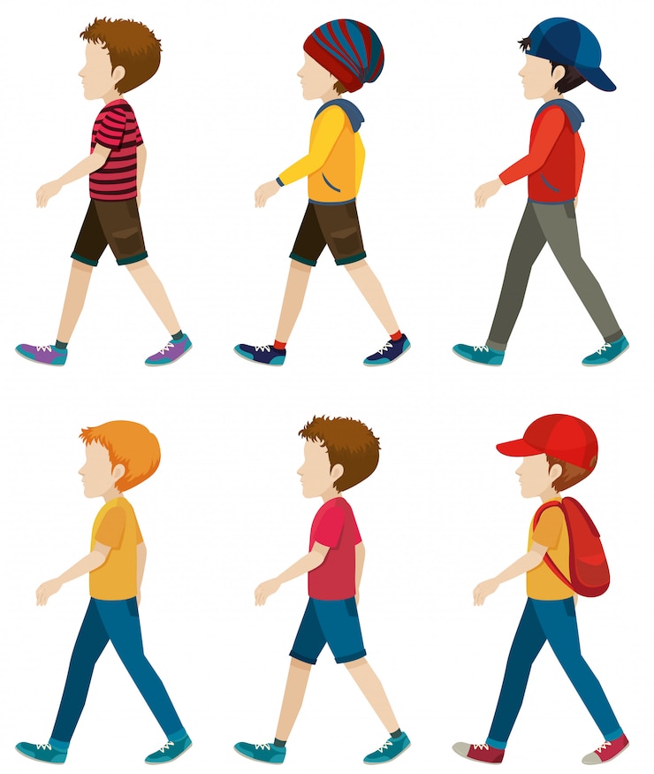 Free Vector faceless boys walking