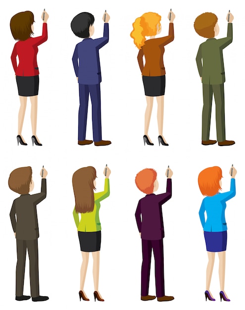 Free vector faceless businessminded people writing