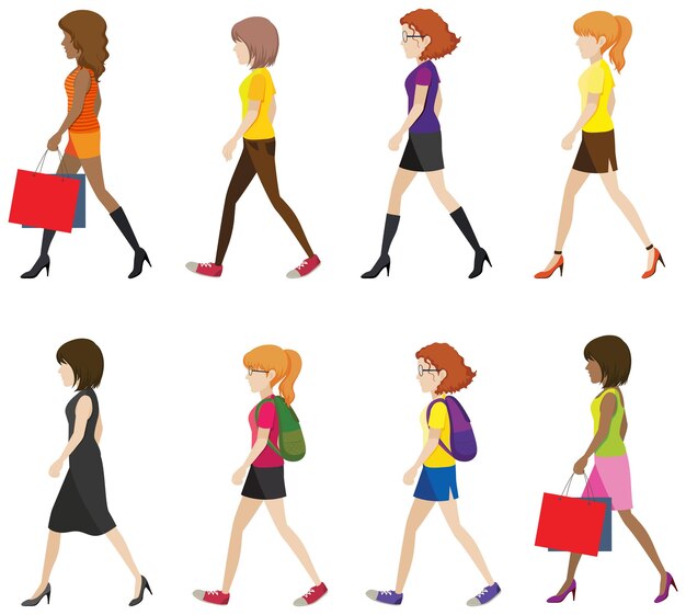 Faceless ladies walking
