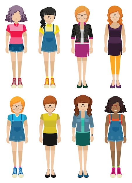 Free vector faceless ladies