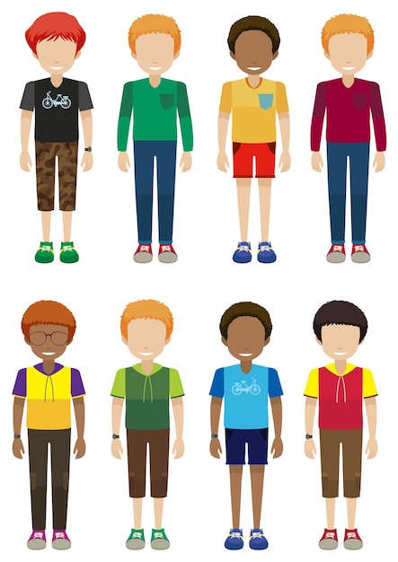 Free vector faceless male teenagers