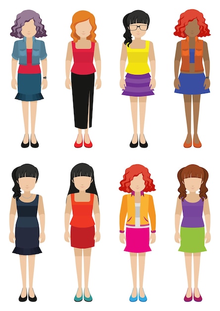 Faceless templates of fashionable women