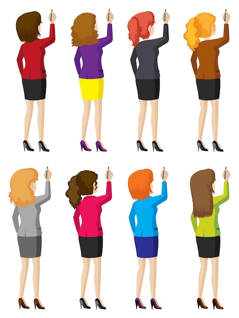 Free vector faceless women writing