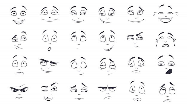 Free vector facial expression illustration set