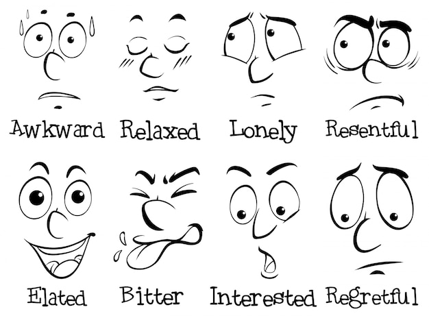 Free vector facial expressions with words