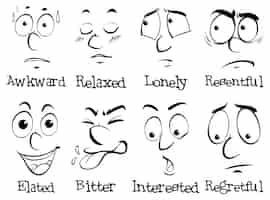 Бесплатное векторное изображение Выражения лица со словами