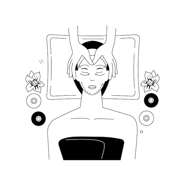 Facial massage abstract concept vector illustration spa\
treatment face and neck lifting professional skincare wellness and\
relax cosmetology clinic thai salon beauty abstract metaphor