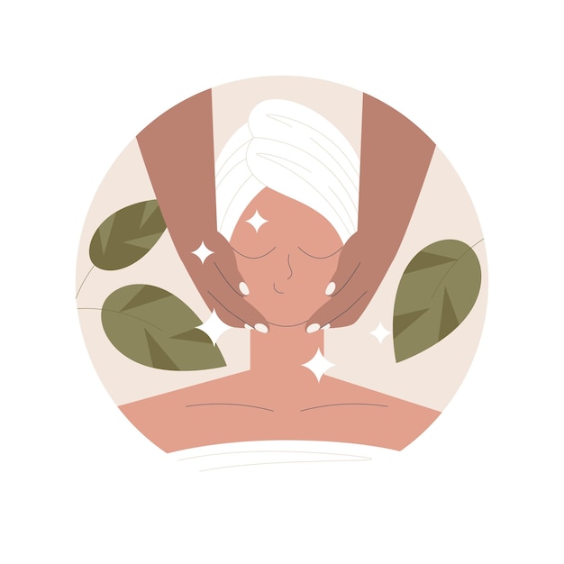 Бесплатное векторное изображение Иллюстрация массажа лица