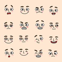 facial mood expression icons set
