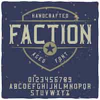Free vector faction blue label with typeface
