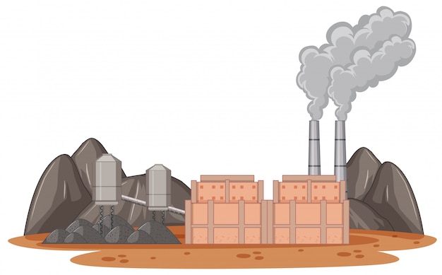 Free vector factory building with smoke coming out