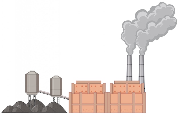 Free vector factory building with smoke