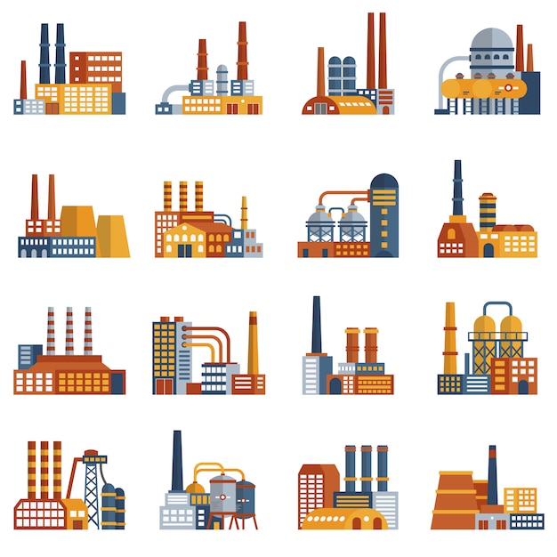 Free vector factory flat icons set