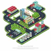 Free vector factory infrastructure isometric composition