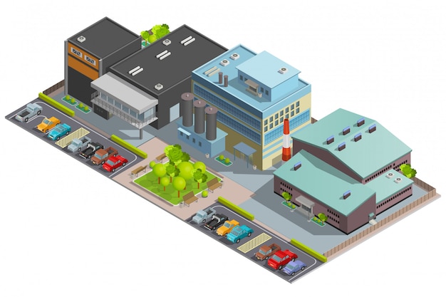 Free vector factory isometric composition