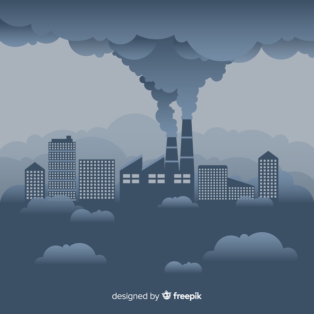 Factory pulling smoke out flat design