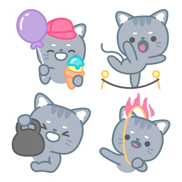 Free vector fair/circus stickers collection with tomomi the cat