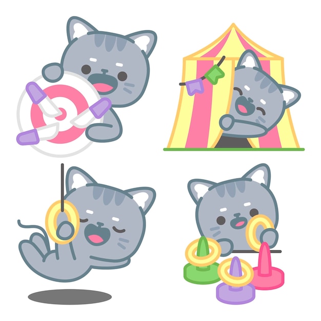 Free vector fair/circus stickers collection with tomomi the cat