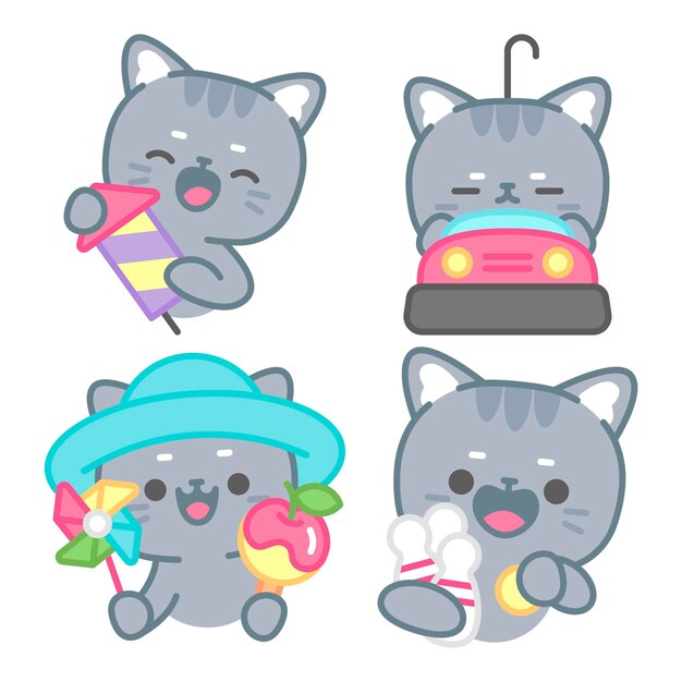 fair/circus stickers collection with tomomi the cat