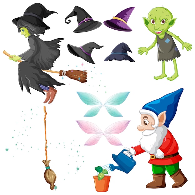 Free vector fairy cartoon character vector set