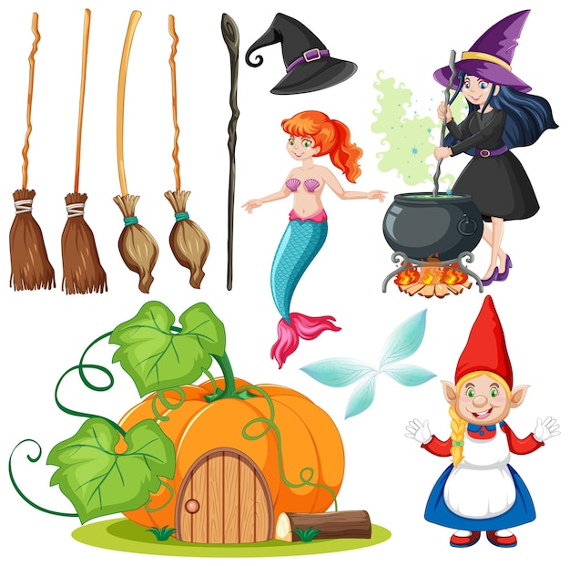 Free vector fairy cartoon character vector set