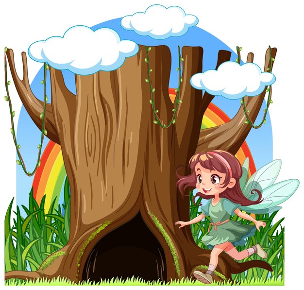 Free vector fairy cartoon in fantasy land