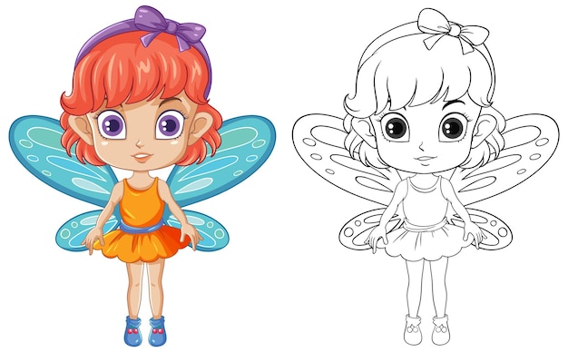 Free vector fairy girl with orange hair cartoon character