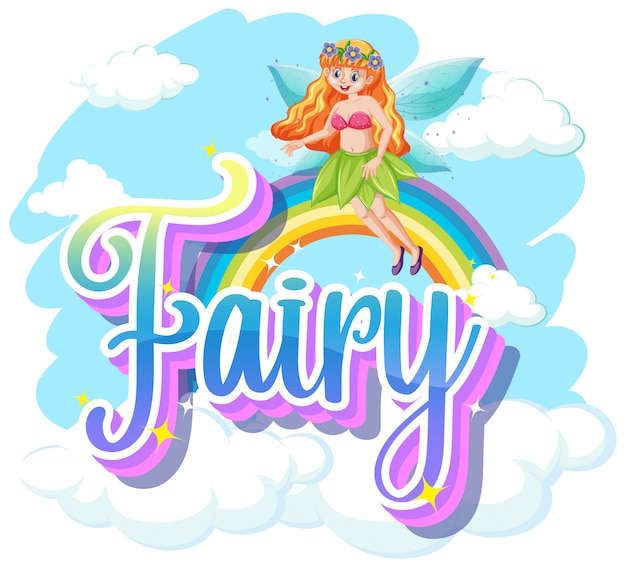 Fairy logos with little fairy on white background