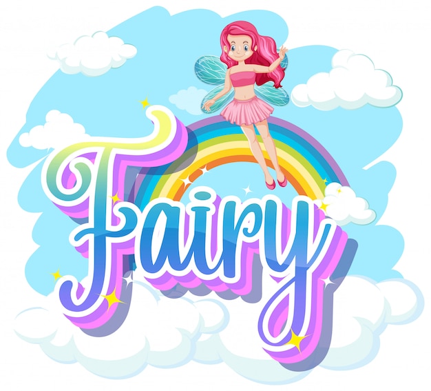 Fairy logos with little fairy on white background