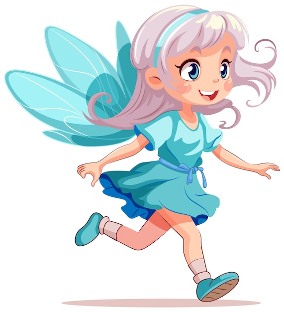 Vettore gratuito fata principessa in abito blu personaggio dei cartoni animati