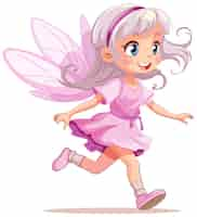 Free vector fairy princess in pink dress cartoon character