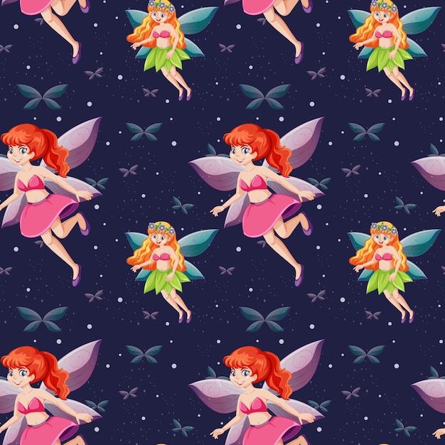 Free vector fairy seamless pattern with fairytale theme