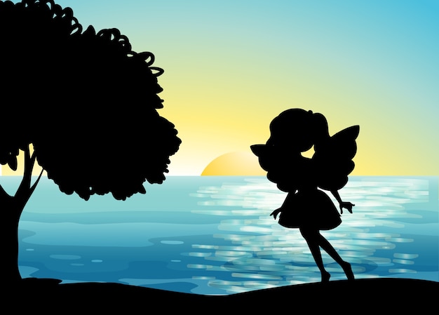 Fairy silhouette in the beach