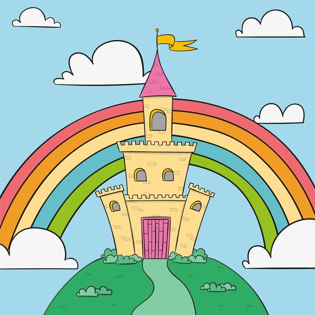 虹のおとぎ話の城