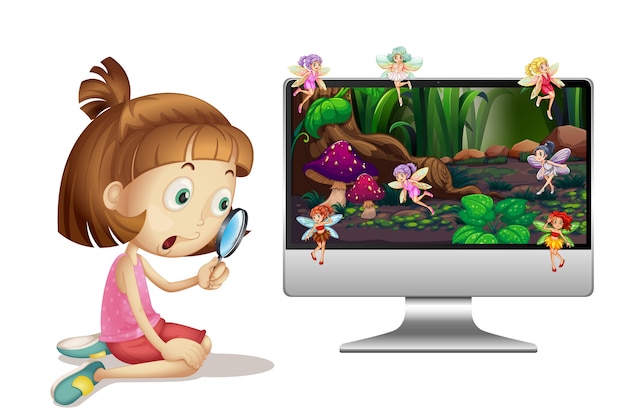 Free vector fairy tale on computer screen